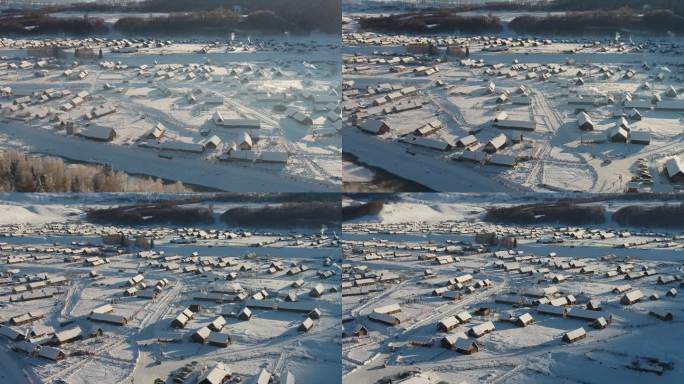 冬季航拍新疆阿勒泰喀纳斯禾木雪景