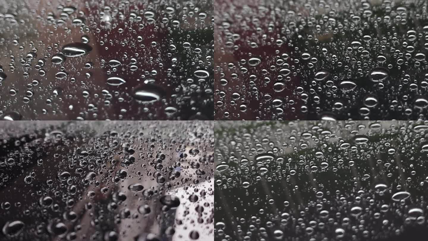 窗外的雨 窗户水珠 地面雨天光斑地上雨滴