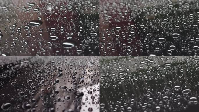 窗外的雨 窗户水珠 地面雨天光斑地上雨滴