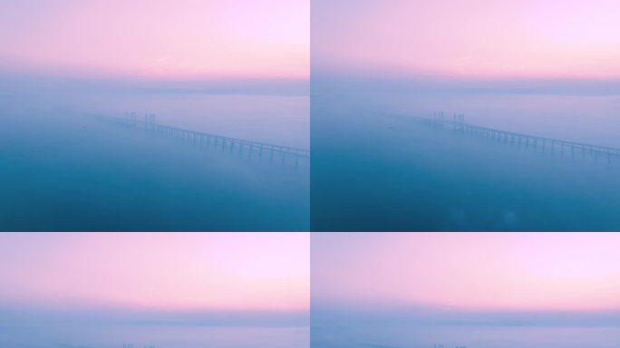 泉州湾跨海大桥平流雾云海船舶延时摄影