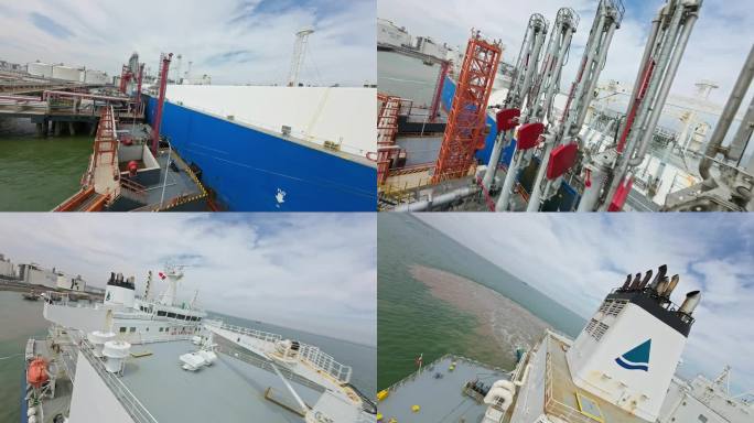 穿越机视角下的天津南港中石化LNG码头