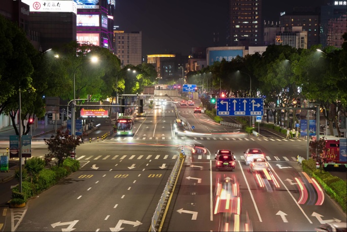 宁波城市人流车流夜景延时