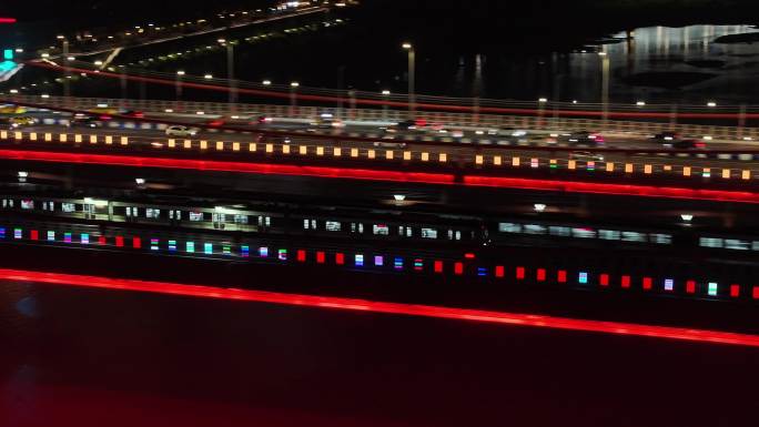 重庆鹅公岩大桥夜景航拍