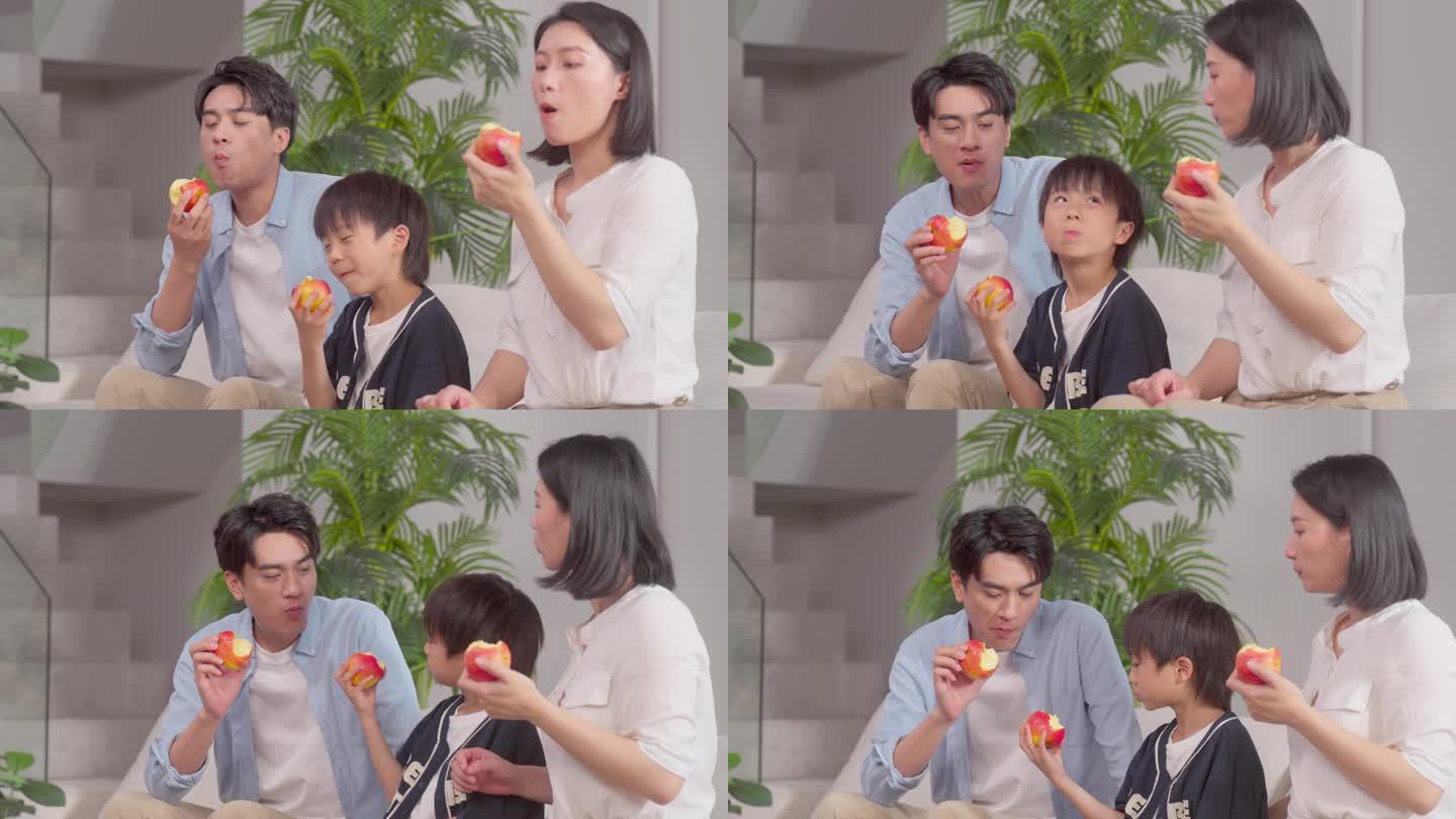 一家人吃苹果