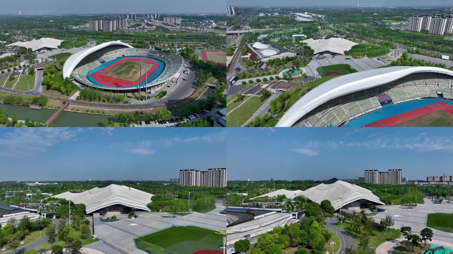 扬州体育公园扬州西区体育馆航拍4K