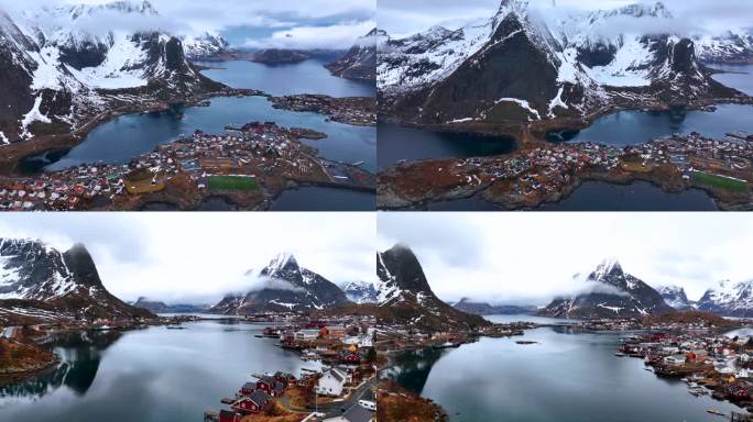 4K航拍挪威罗弗敦群岛自然美景