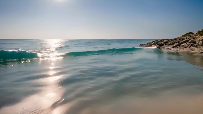 阳光洒在海水水面上