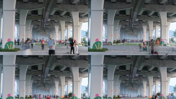 【正版原创】高架桥休闲步道人流量8k延时