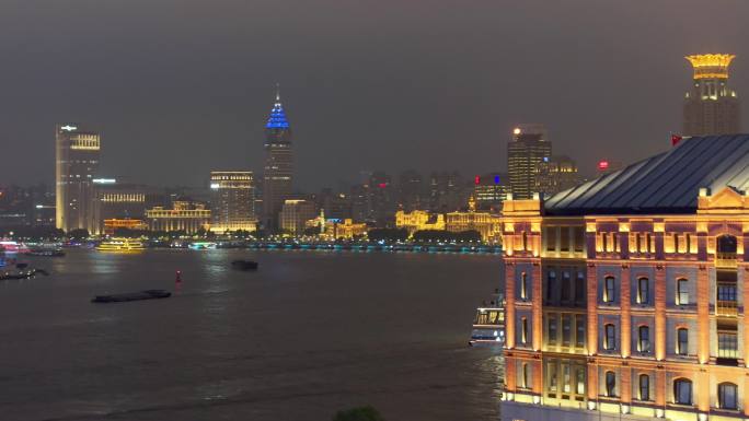 航拍上海 外滩夜景