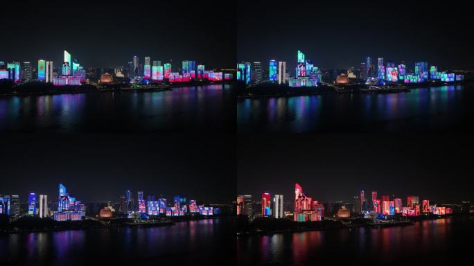 杭州钱江新城夜景航拍