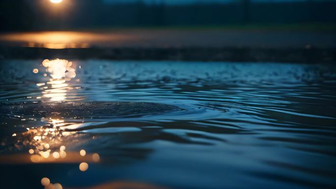 地面积水水面意境氛围写意空镜头