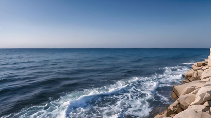 阳光洒在海水水面上