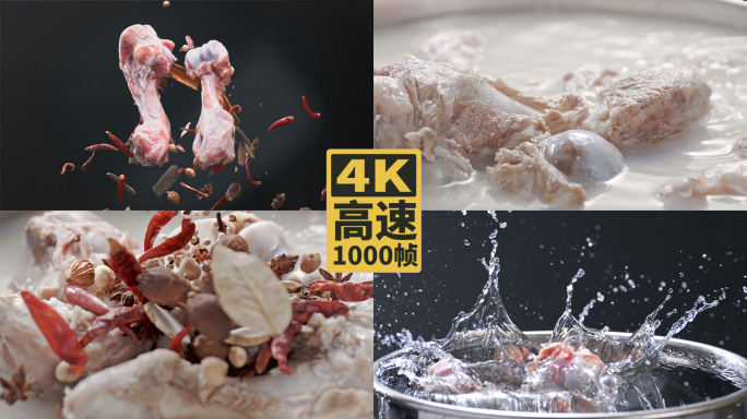 大棒骨猪大骨汤熬煮高汤浓郁炖汤慢动作