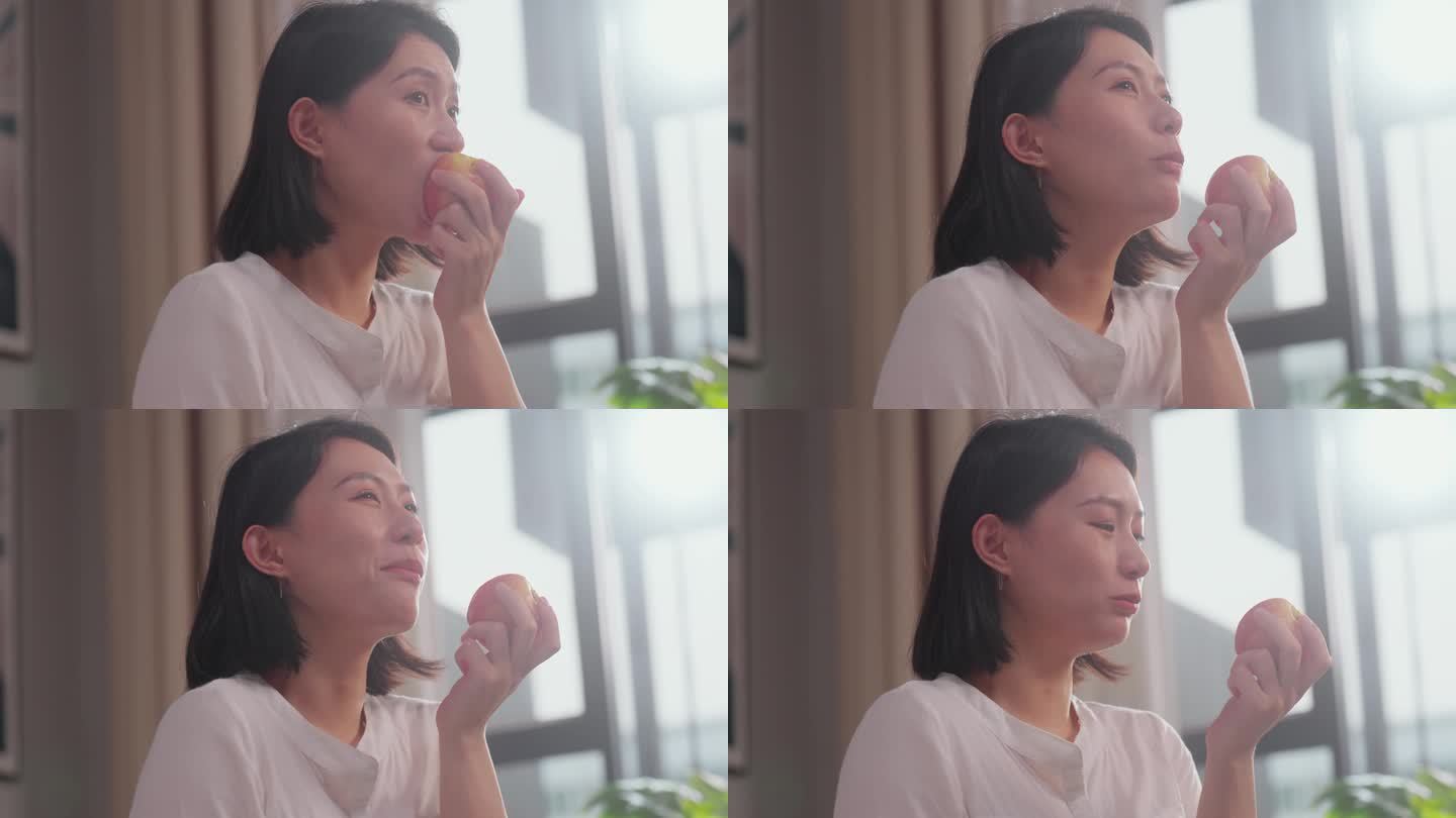 女孩吃苹果