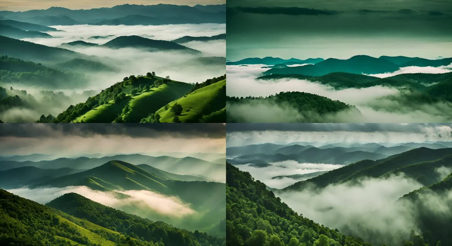 绿水青山云雾缭绕