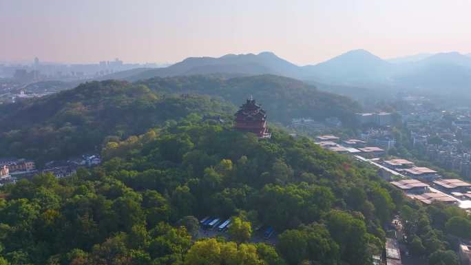 杭州城隍阁景区航拍上城区风景风光视频素材