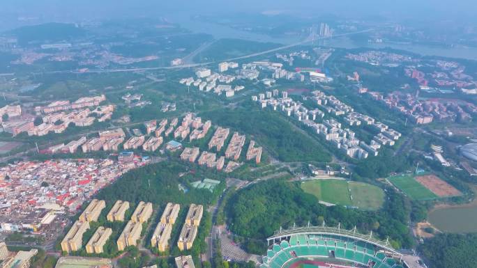 广州大学城航拍广州官洲番禺区广东城市风景