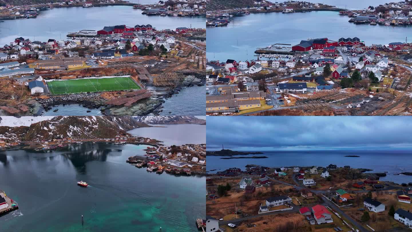 4K航拍挪威罗弗敦群岛风光景色