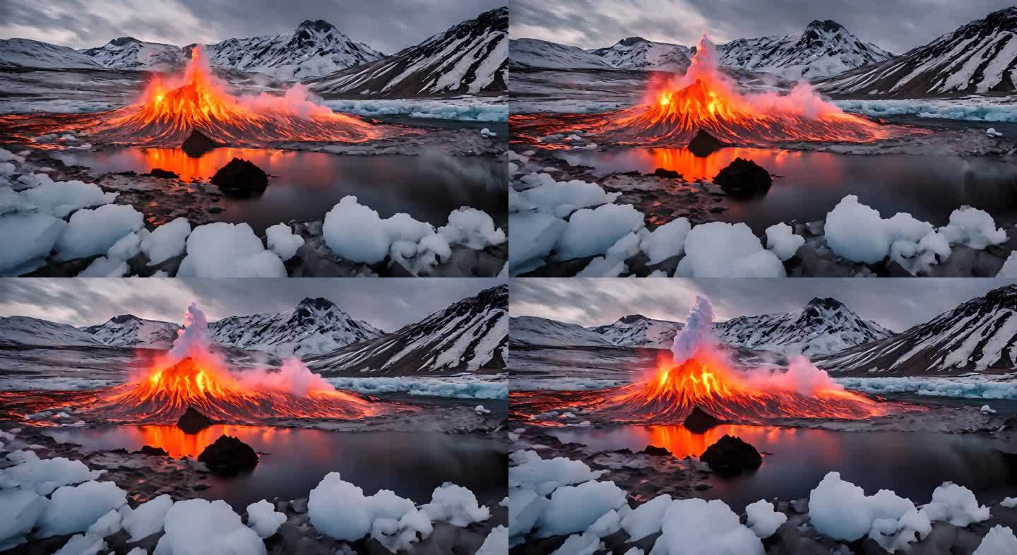 冰岛雷克雅未克半岛火山喷发熔岩
