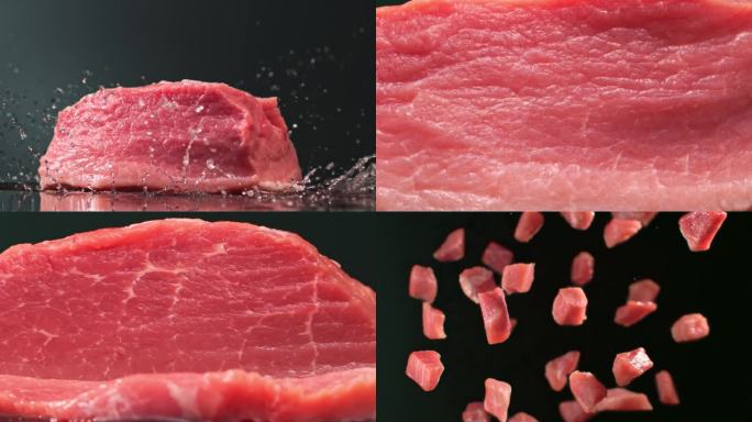 猪肉土猪肉牛肉新鲜食材切块刀切猪肉牛肉