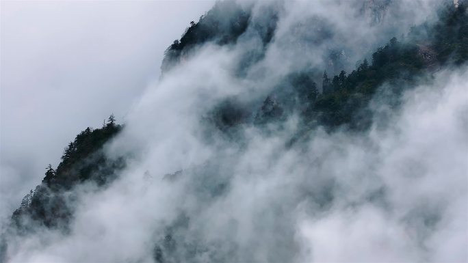 山谷里的云雾天气
