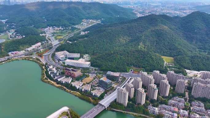 湖南长沙梅溪湖公园风景桃花岭风景区航拍城