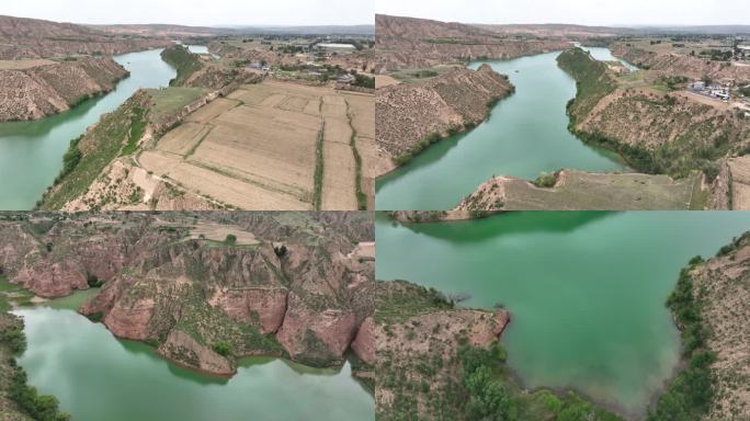 陕北 山体 河流 青山绿水 城墙遗址