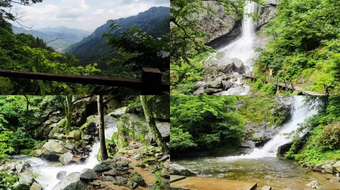 4K绿水青山 大自然瀑布流水 树林山水