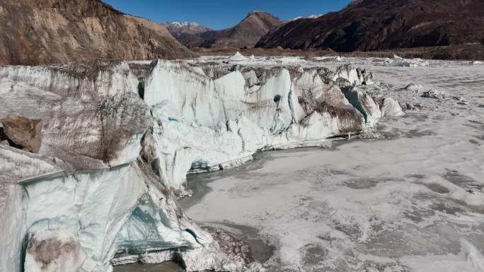 航拍西藏然乌湖来古冰川