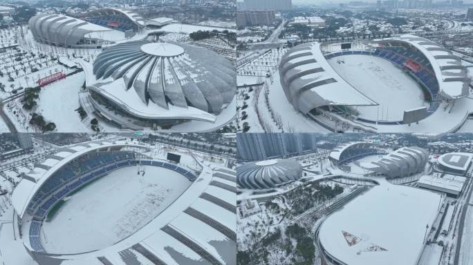 岳阳市体育馆雪景