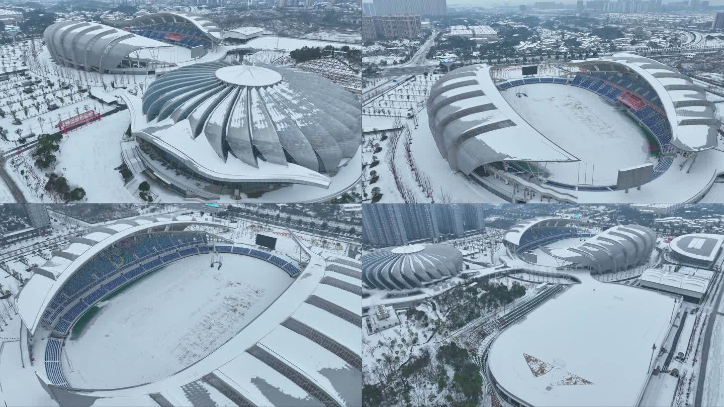 岳阳市体育馆雪景