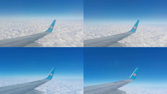 从飞机窗口俯瞰云层蓝天 白云 云海