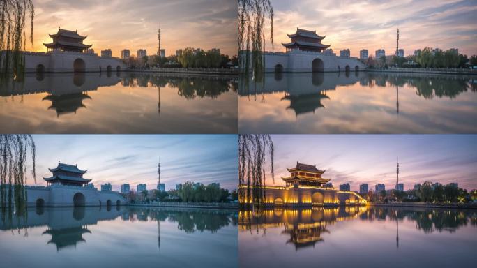 青浦水城门夕阳延时