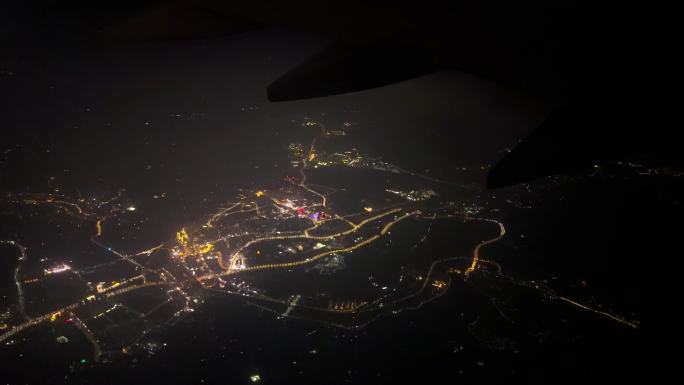飞机视角城市夜景