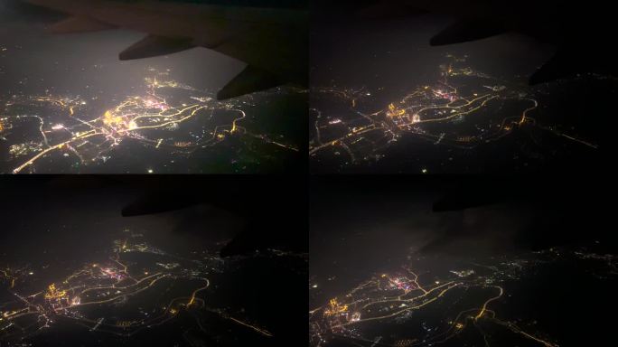 飞机视角城市夜景