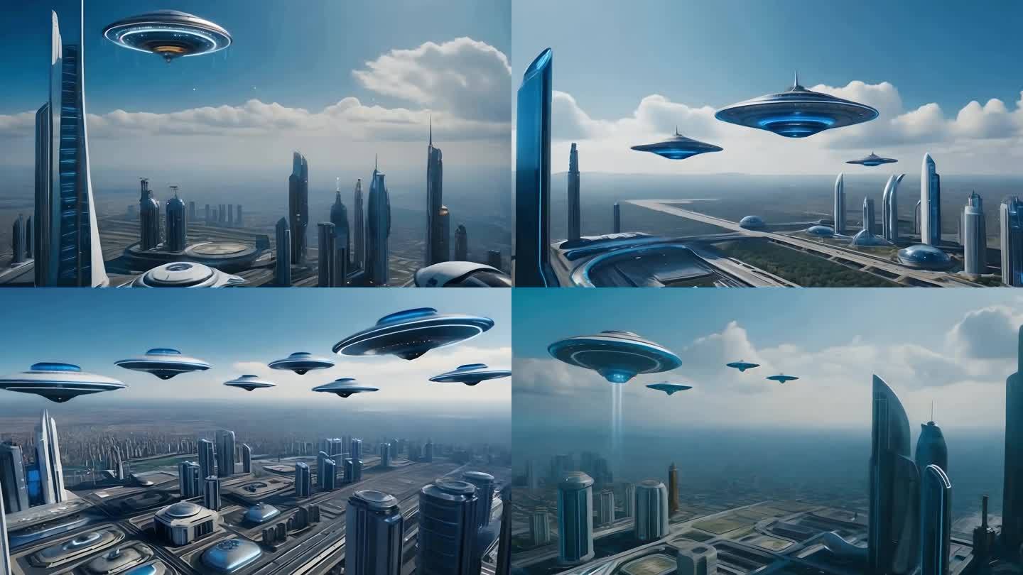 未来科幻城市UFO飞碟