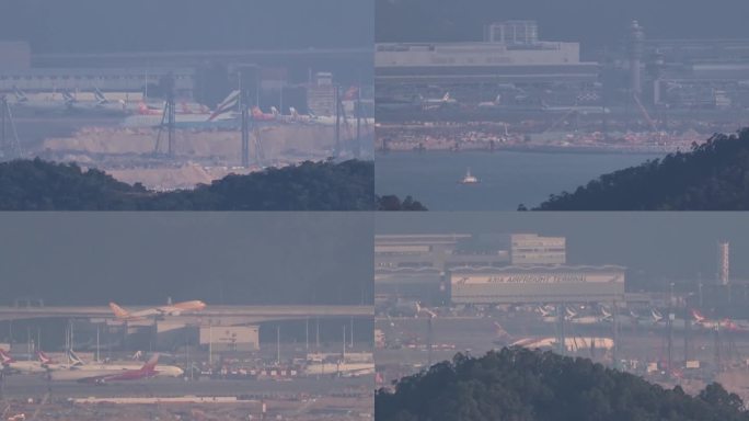 20公里外深圳南山顶拍摄香港机场飞机起降