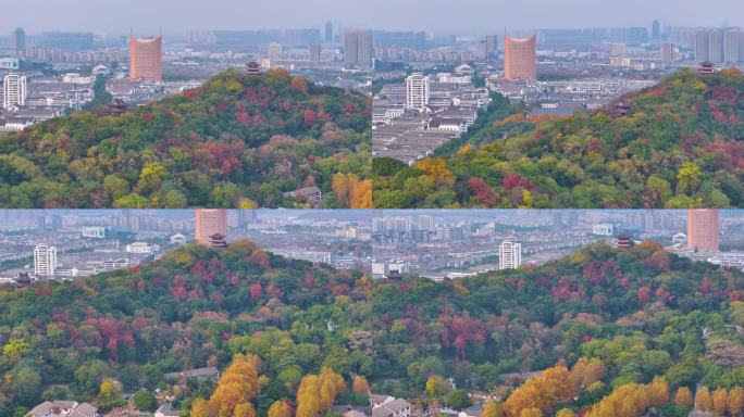 浙江绍兴越城区府山公园航拍城市风景大自然