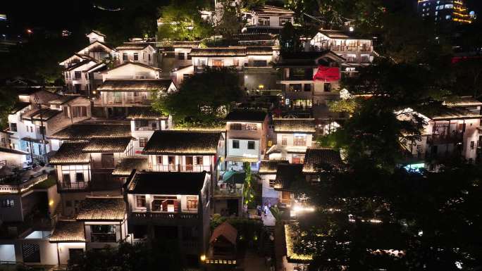 重庆龙门浩老街下浩里夜景航拍