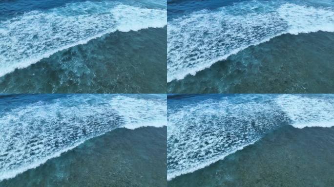 航拍下大海中的波浪