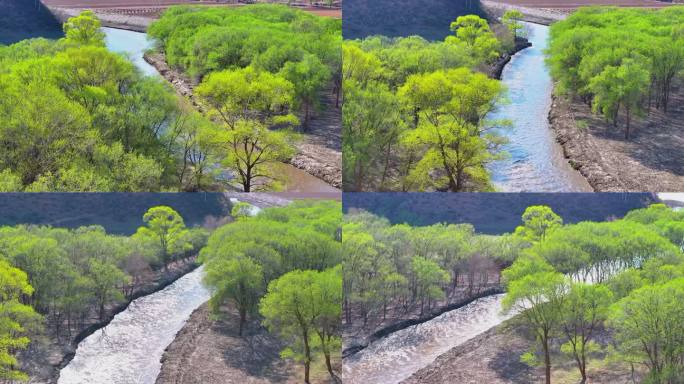 4k航拍北方山区河谷