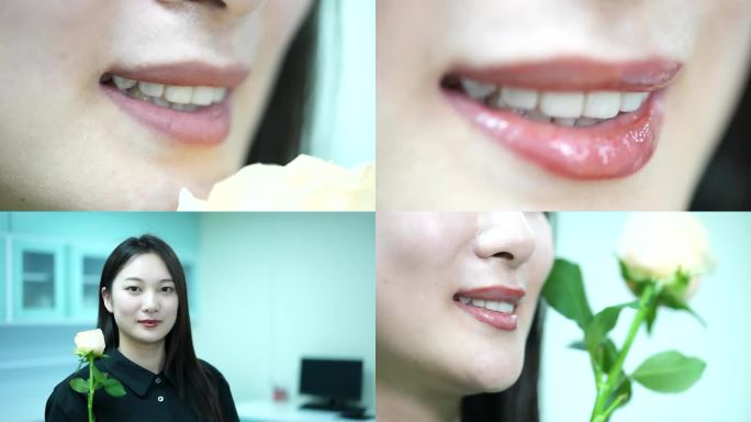 4K美女展示洁白的牙齿和性感的嘴唇