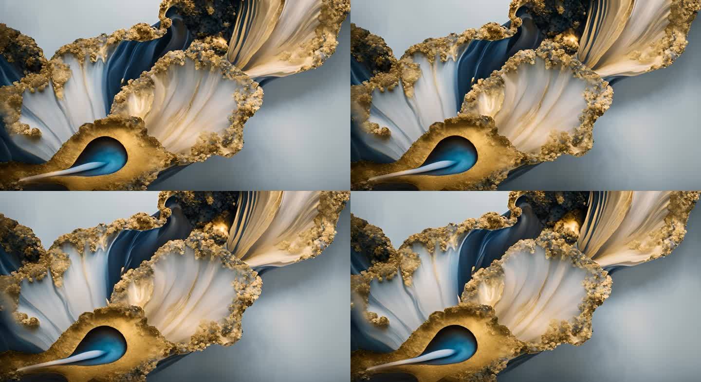 彩色青色釉面瓷器流动液体