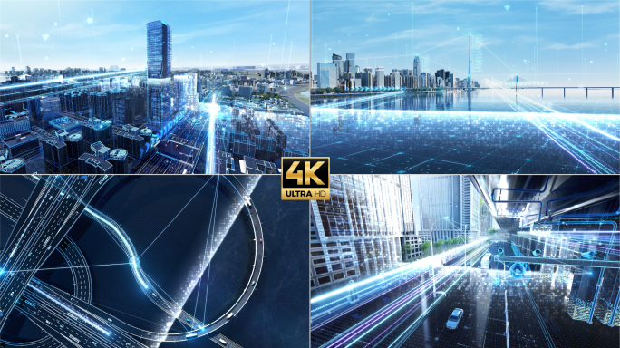 通信网络科技光线全息科技城市展现