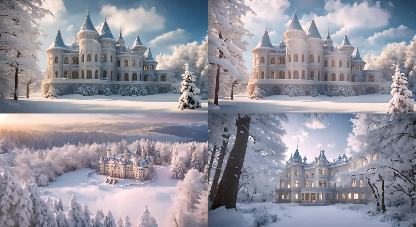 森林城堡雪景
