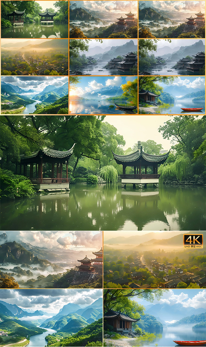 中国风传统CG游戏背景空镜场景 大好河山