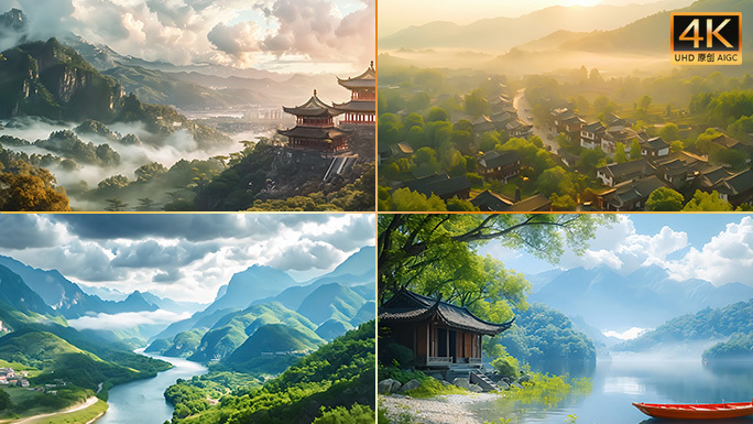 中国风传统CG游戏背景空镜场景 大好河山