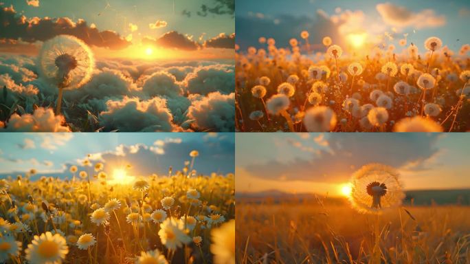 蒲公英 秋天 飘飘 稻草人 绿色草地