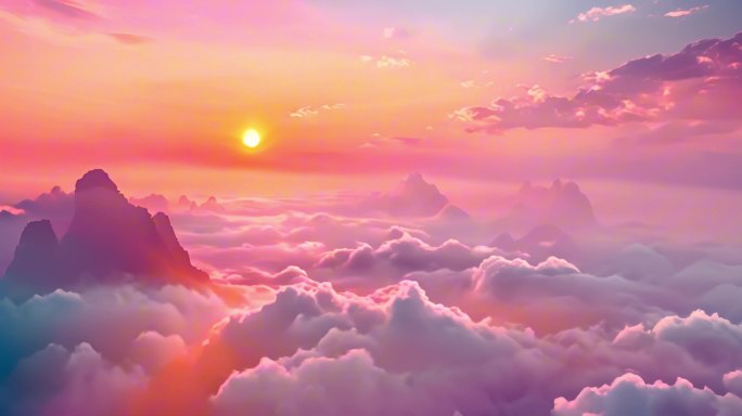 阳光穿过云层连绵起伏山脉光影交织壮丽画卷