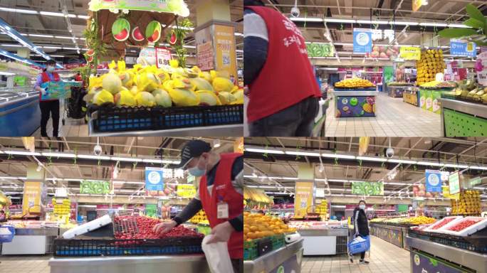 超市顾客挑选满意的水果
